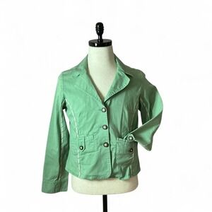 Quizz Stretch Green Blazer Jacket‎ Long Sleeve Button Up Pockets Preppy